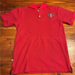 Jordan Red Polo Shirt with Embroidered Chicago Bulls Logo size XL